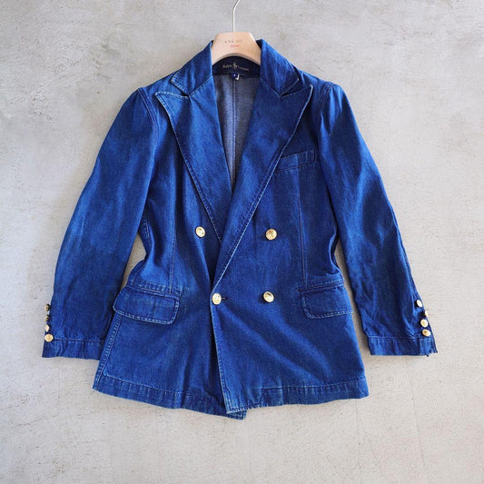 RALPH LAUREN　indigo W Jacket レディース ラルフローレン ダブルインディゴデニムジャケット 金ボタン