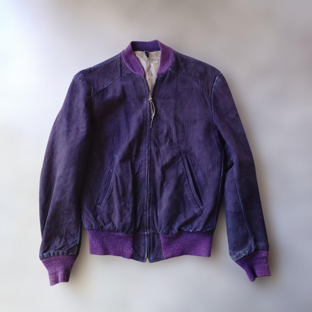 60s　NUBUK leather zip jacket M~L