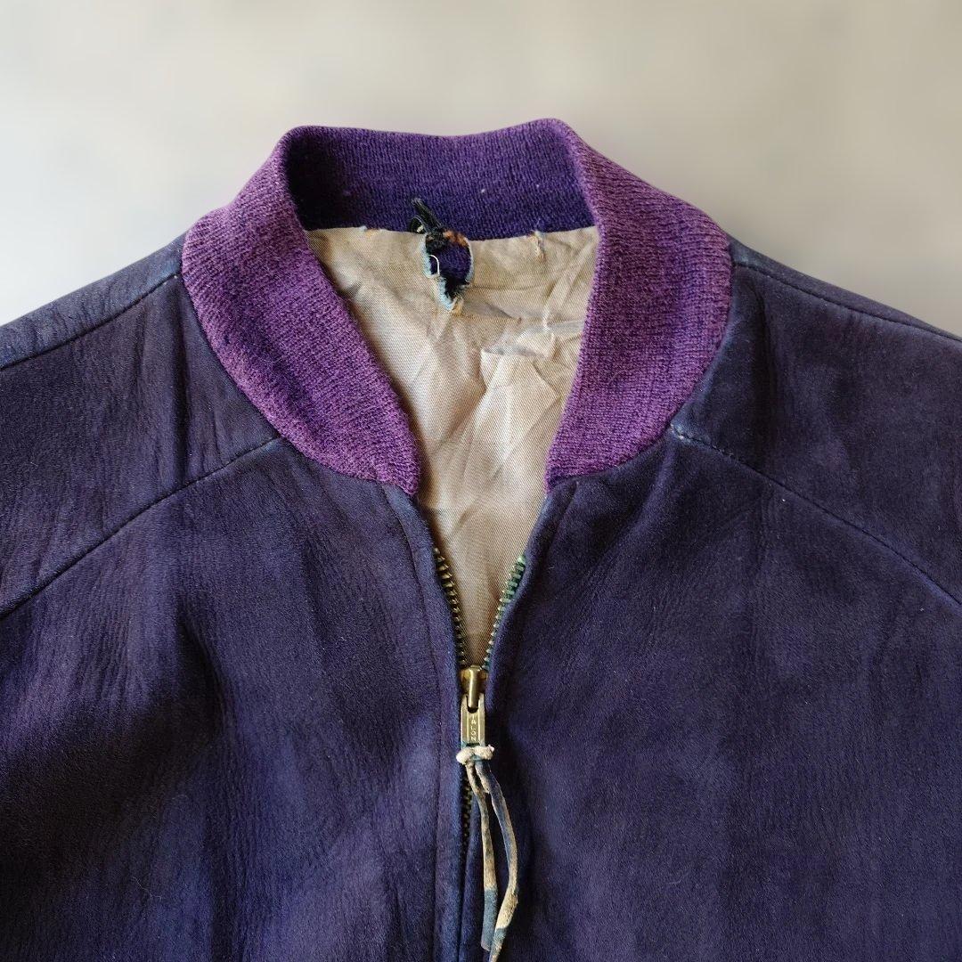 60s　NUBUK leather zip jacket M~L