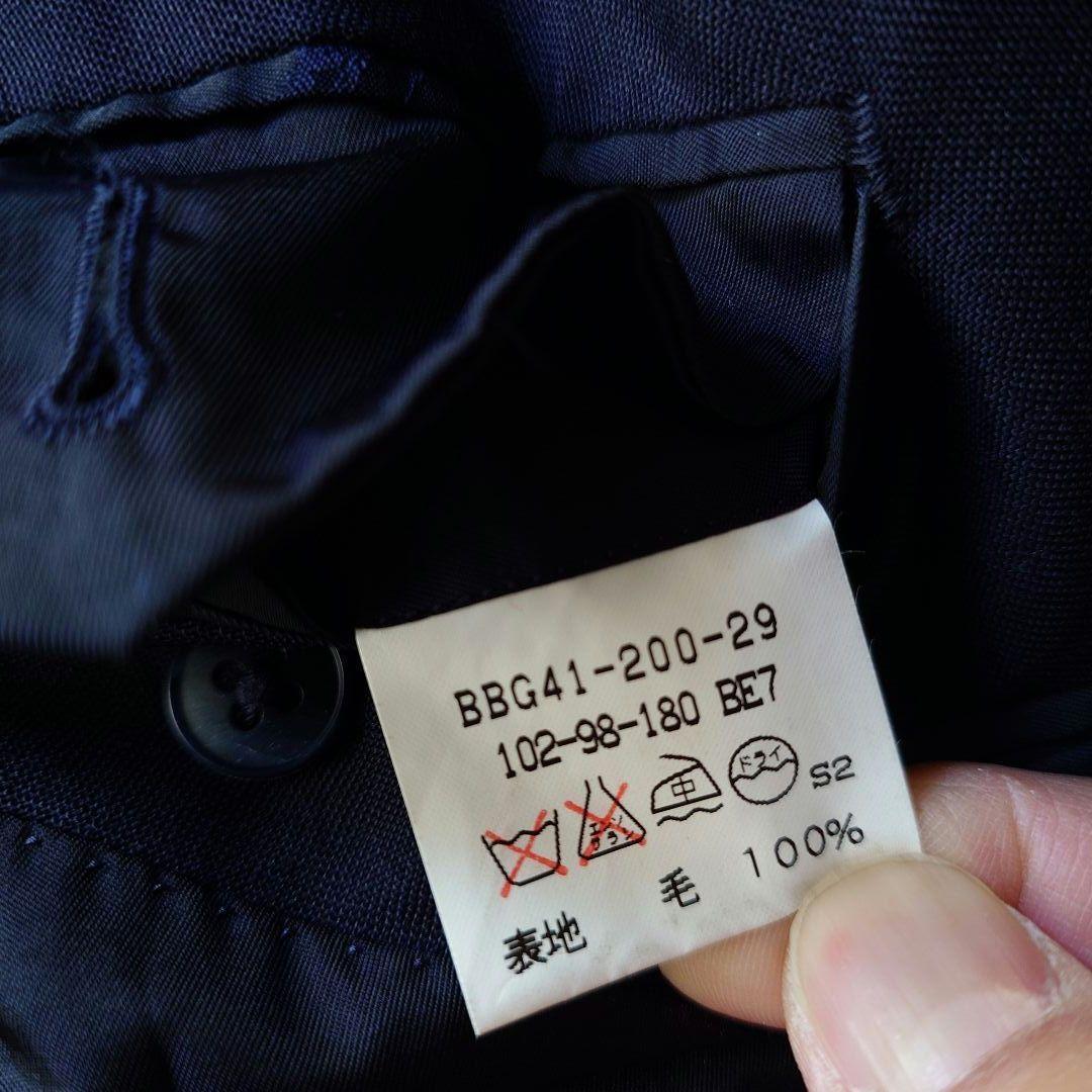 BURBERRY navy w jacket 紺ブレ　金ボタン　ダブルジャケット　ピークド　L