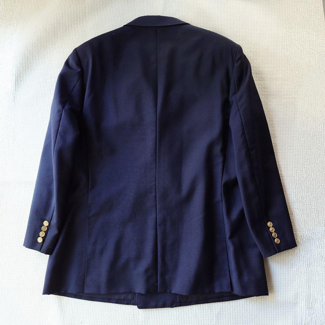 BURBERRY navy w jacket 紺ブレ　金ボタン　ダブルジャケット　ピークド　L