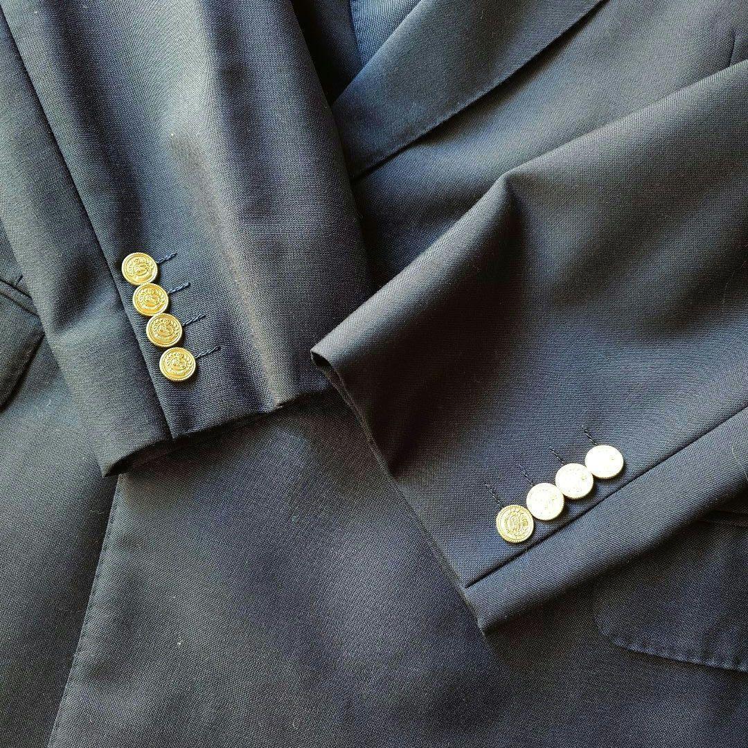 BURBERRY navy w jacket 紺ブレ　金ボタン　ダブルジャケット　ピークド　L