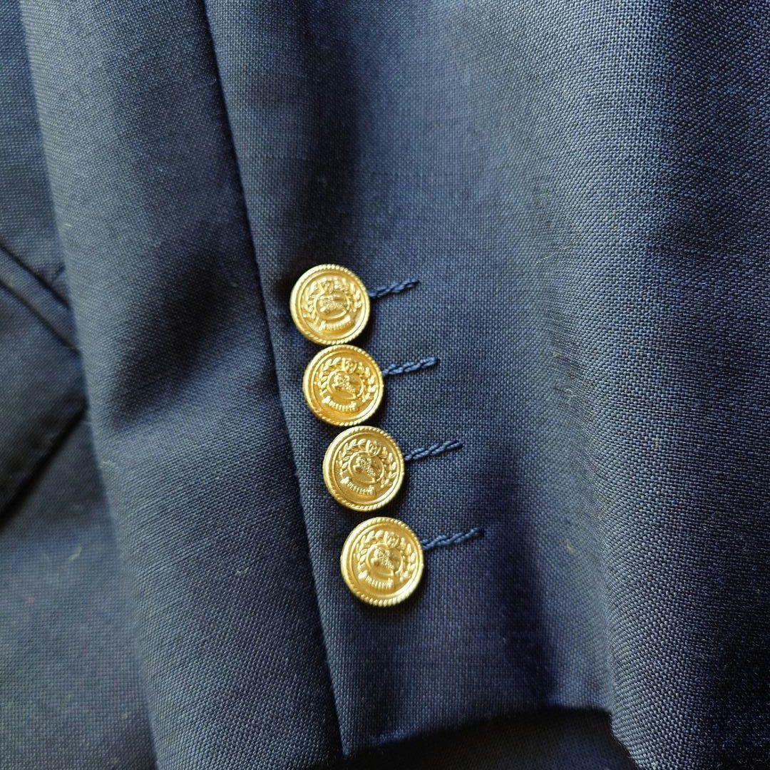 BURBERRY navy w jacket 紺ブレ　金ボタン　ダブルジャケット　ピークド　L