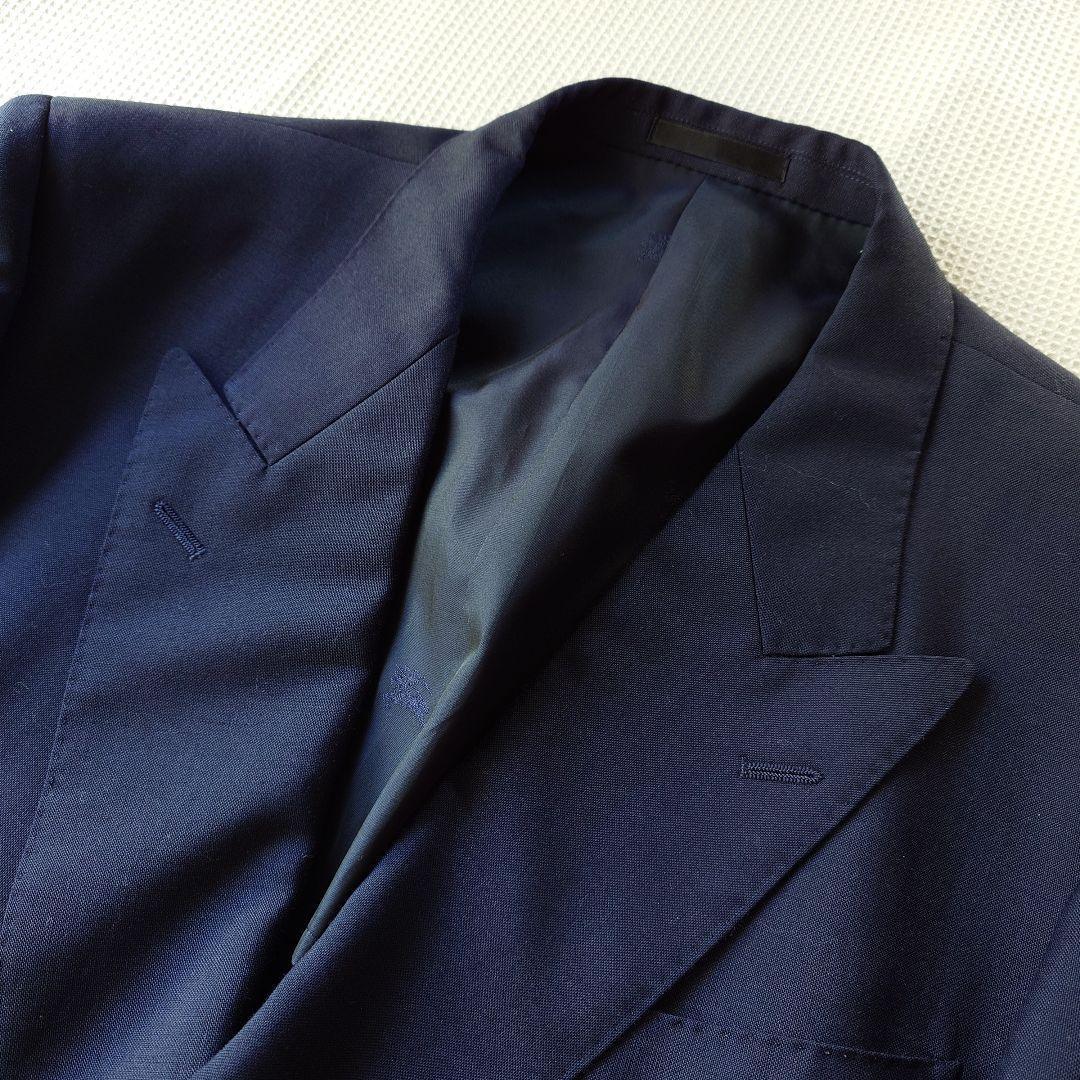 BURBERRY navy w jacket 紺ブレ　金ボタン　ダブルジャケット　ピークド　L