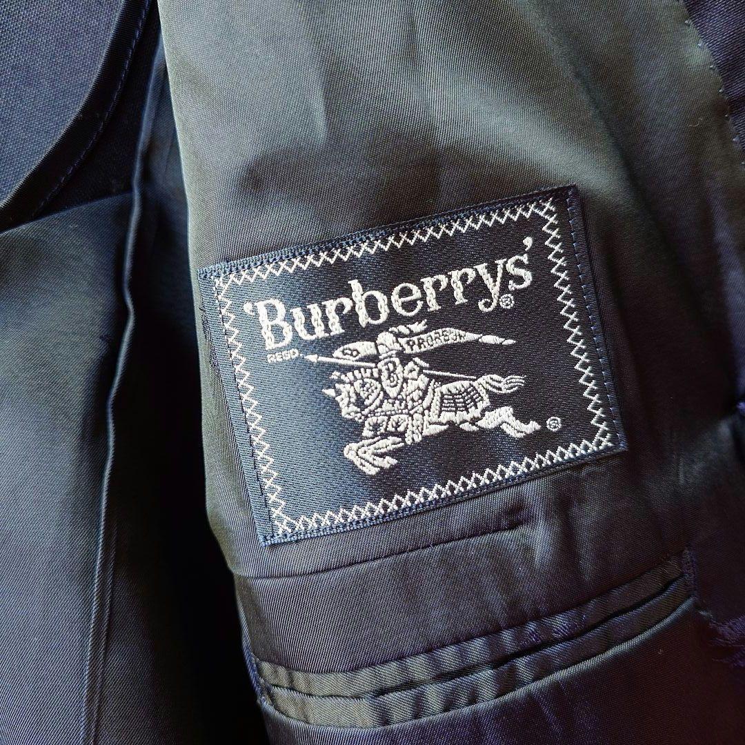 BURBERRY navy w jacket 紺ブレ　金ボタン　ダブルジャケット　ピークド　L