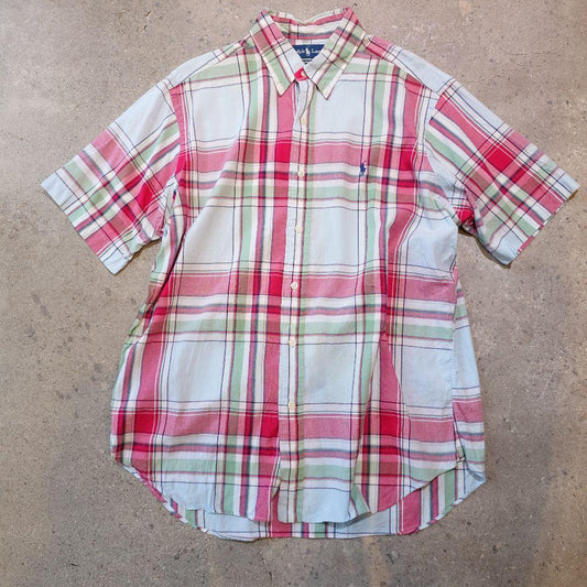 90s polo ralphlauren ss Madrass check shirts M