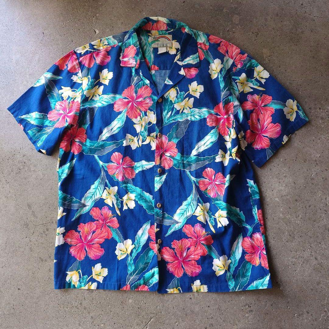 80s LLBEAN ×Paradise found cotton aloha shirts L