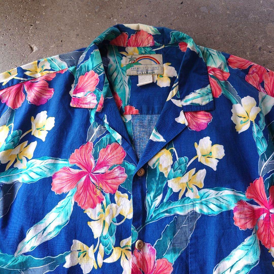 80s LLBEAN ×Paradise found cotton aloha shirts L