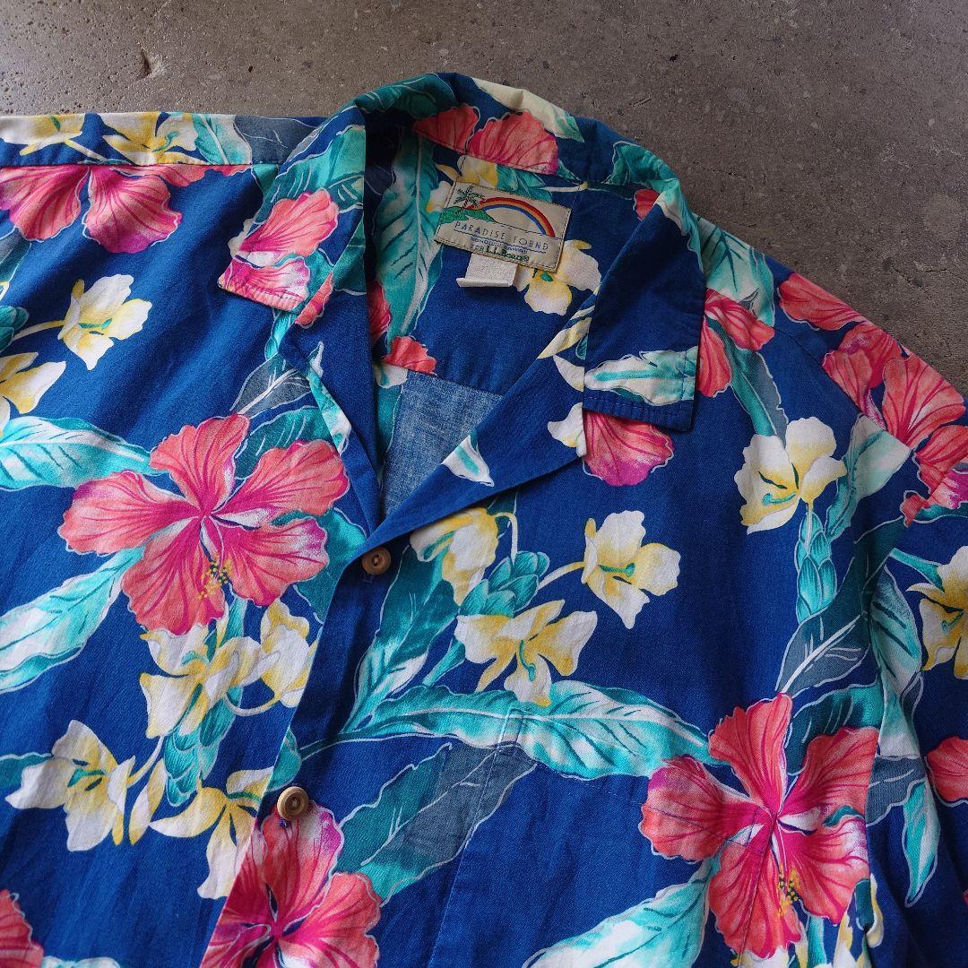 80s LLBEAN ×Paradise found cotton aloha shirts L