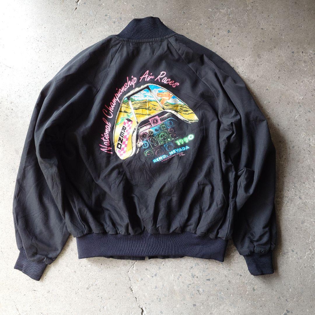 90s flight graphic blouson L USA