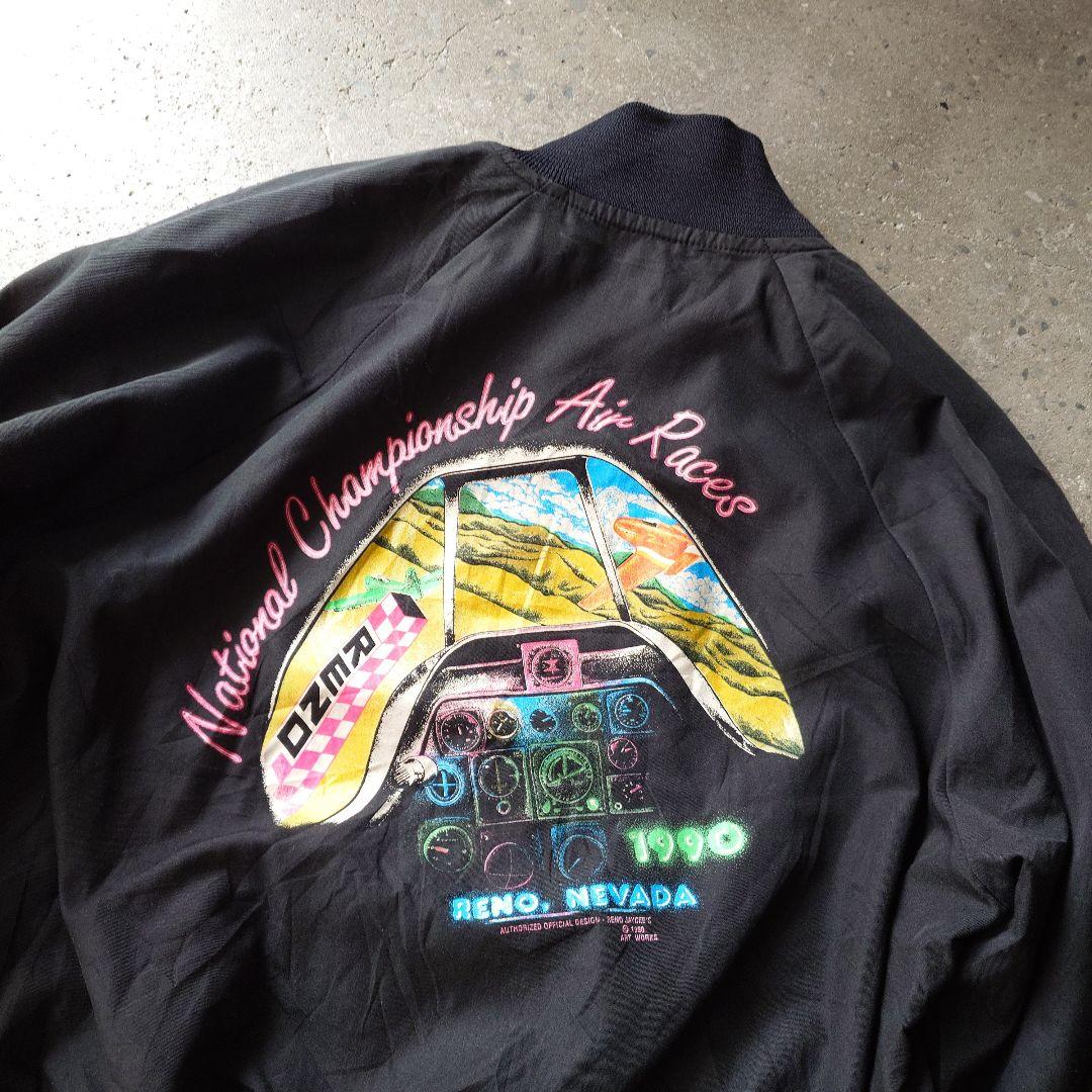 90s flight graphic blouson L USA
