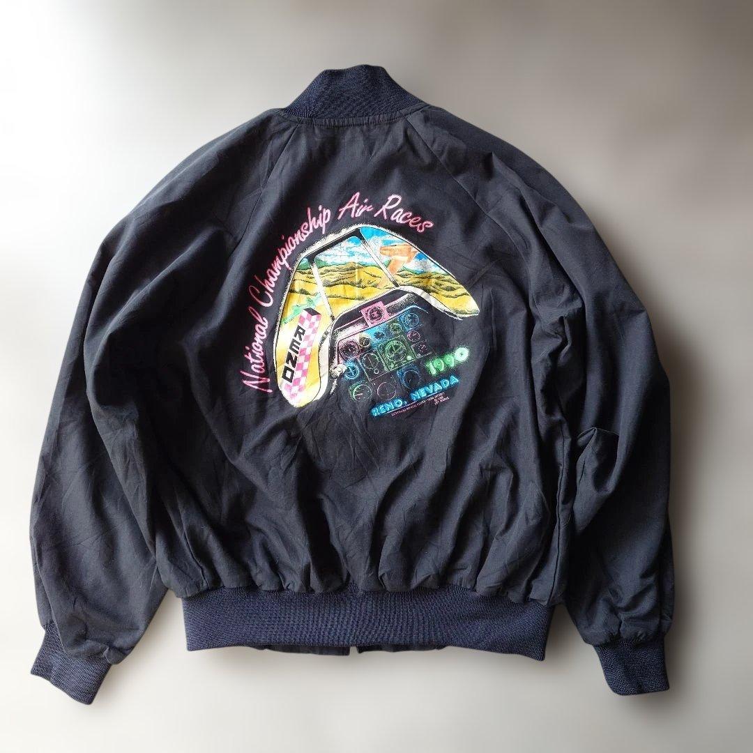90s flight graphic blouson L USA