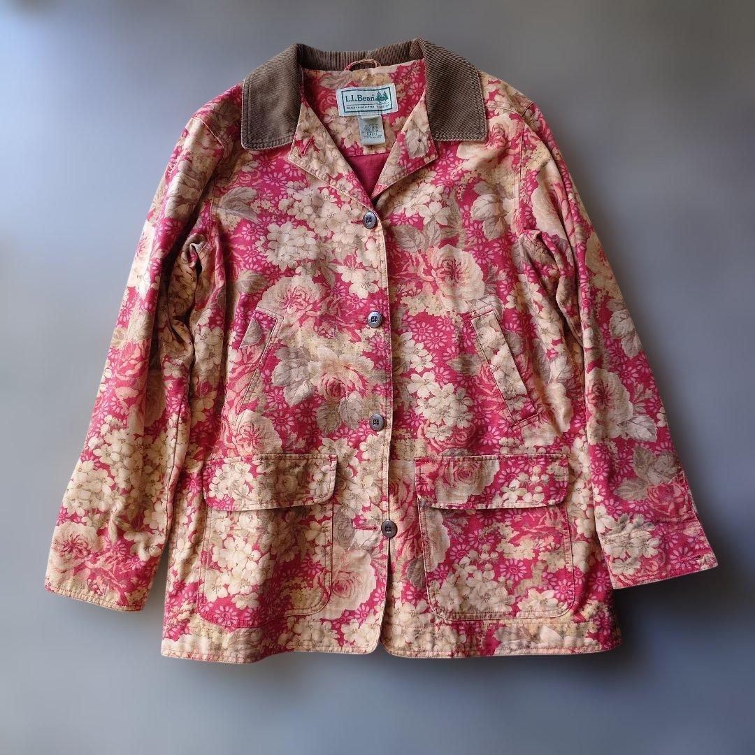 LLBEAN 80sflower Hunthing jacketW-L
