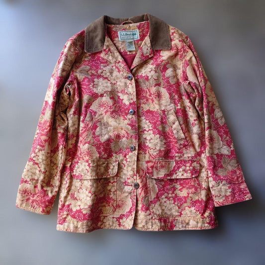 LLBEAN 80sflower Hunthing jacketW-L