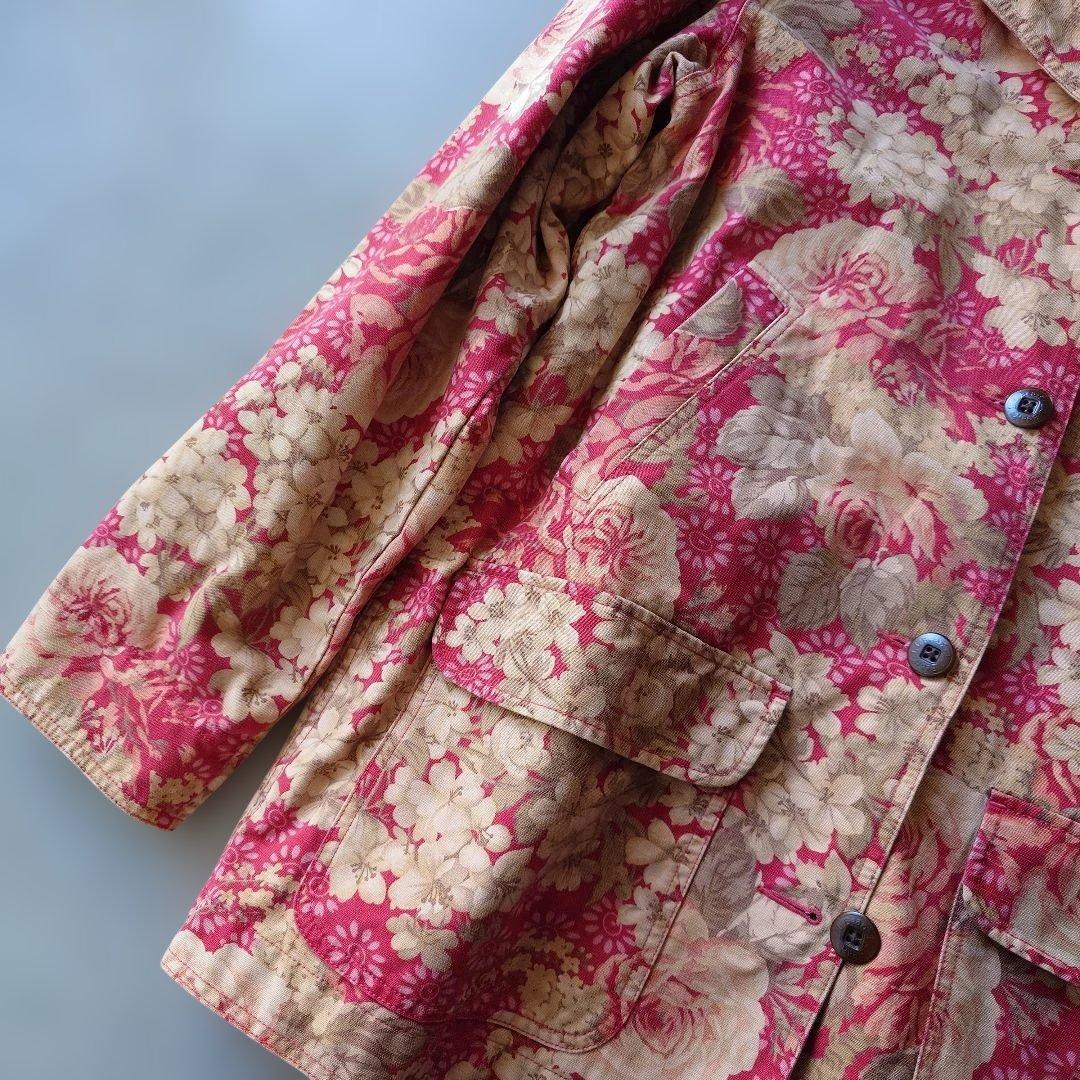 LLBEAN 80sflower Hunthing jacketW-L