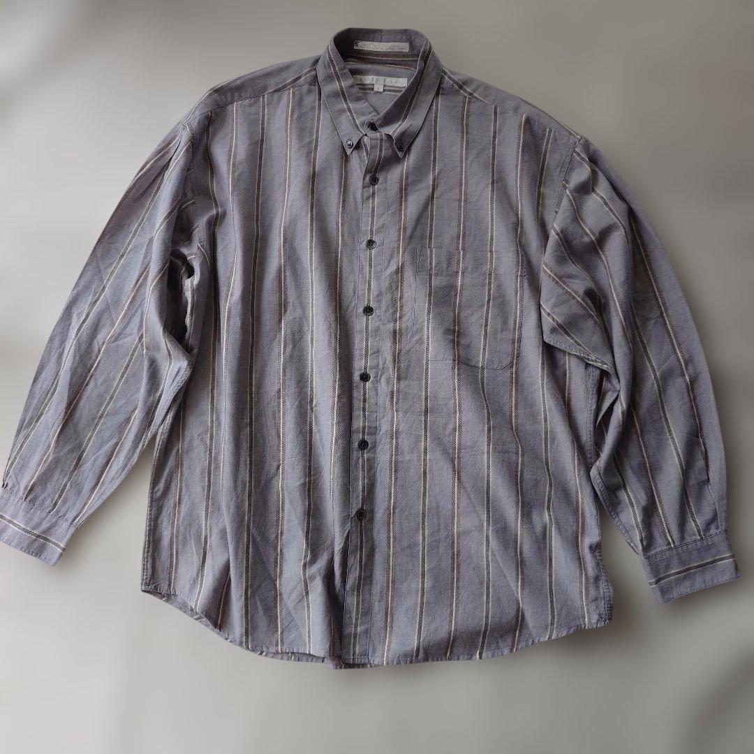80s perryellis bd stripe shirts L