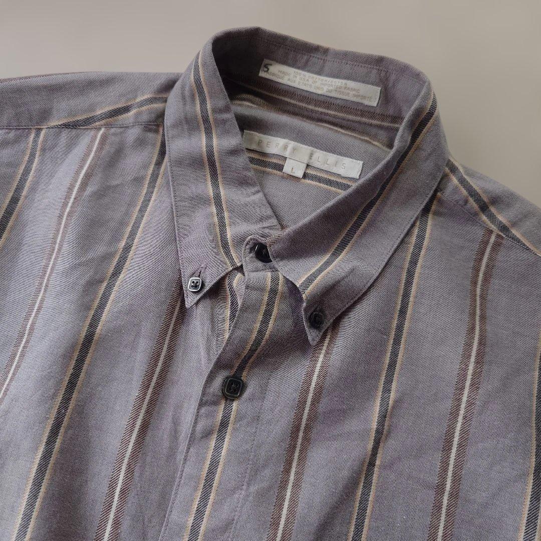 80s perryellis bd stripe shirts L