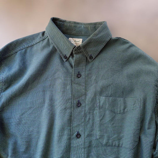 LLBEAN 90s houndtooth shirts L