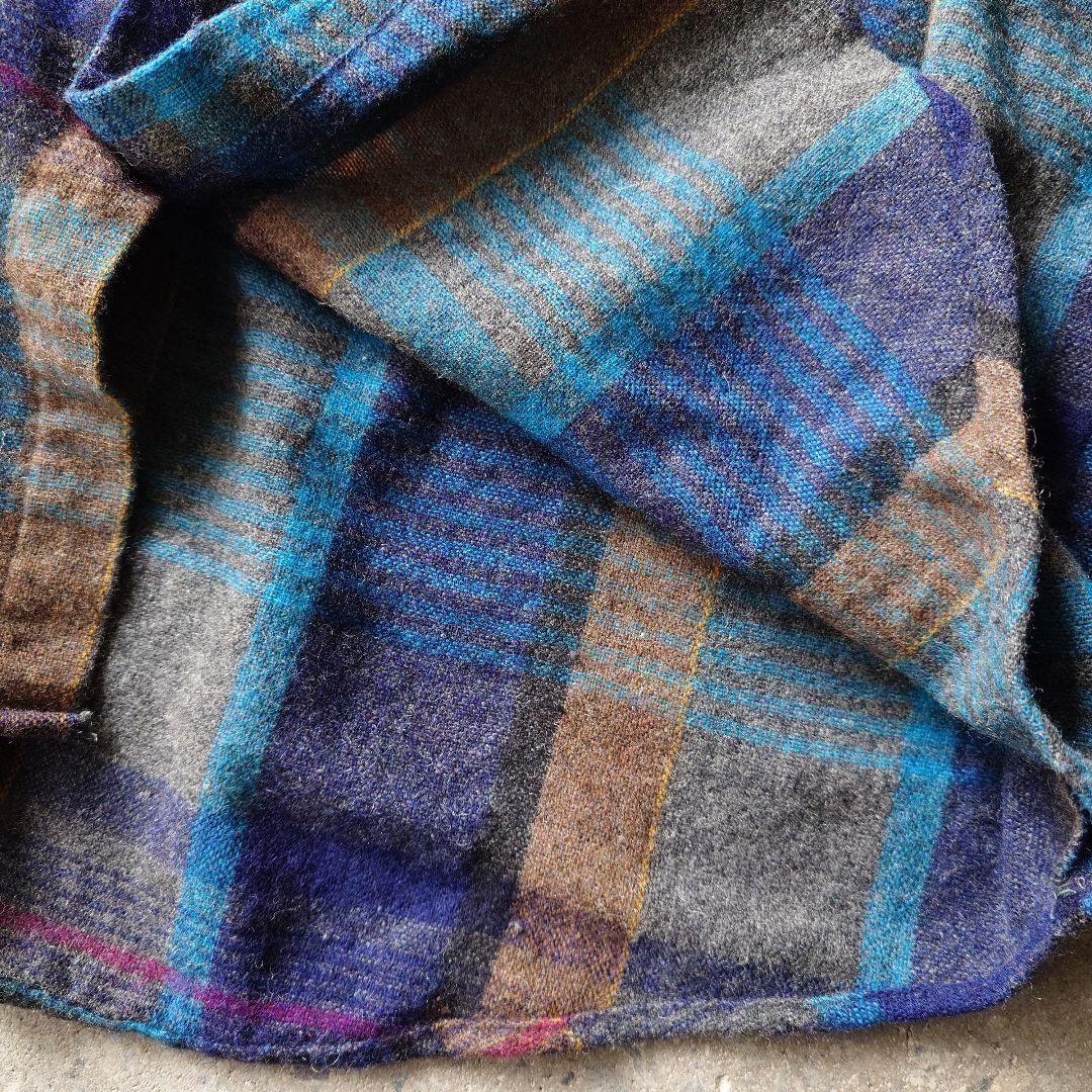 80s ELKMONT wool check board shirts XL