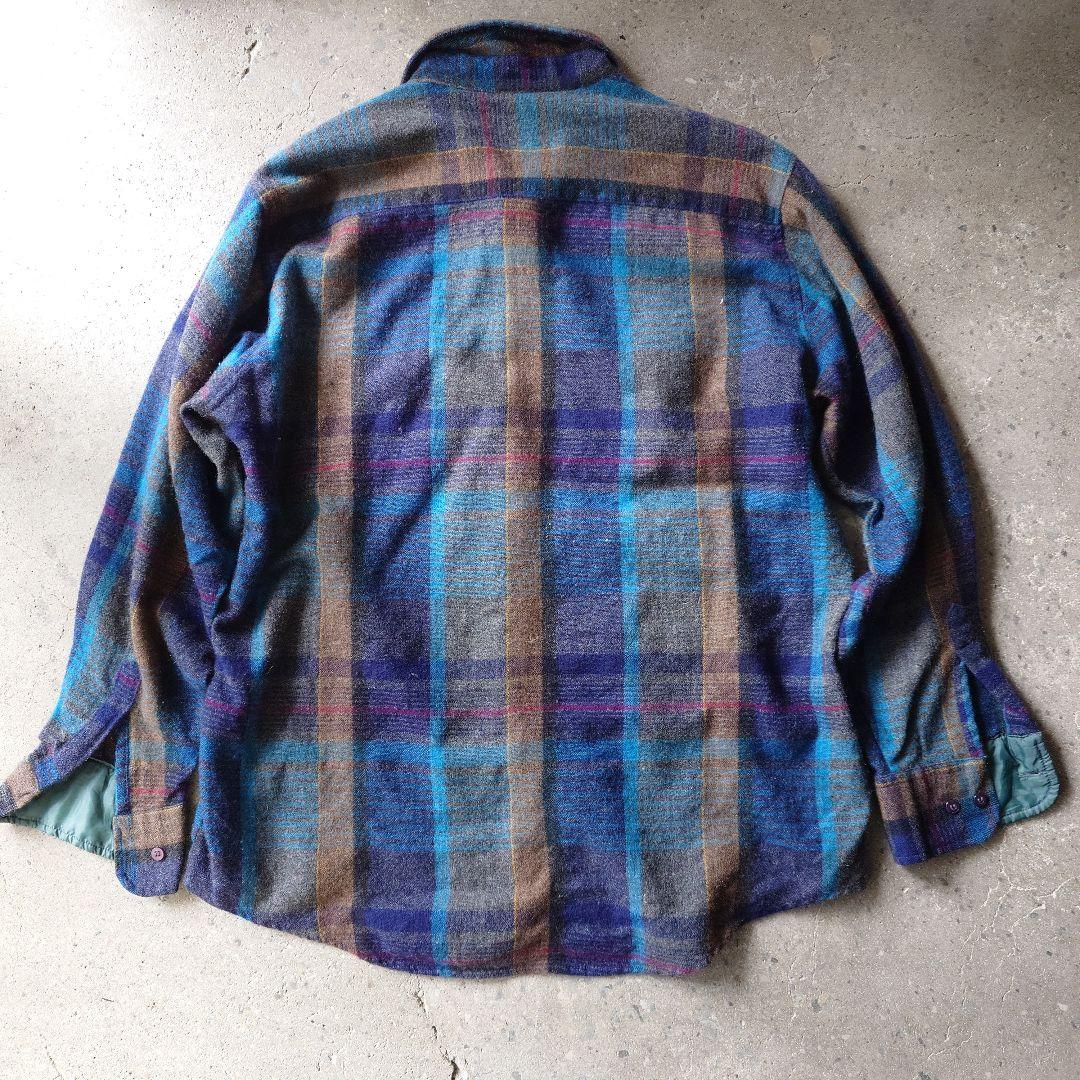 80s ELKMONT wool check board shirts XL
