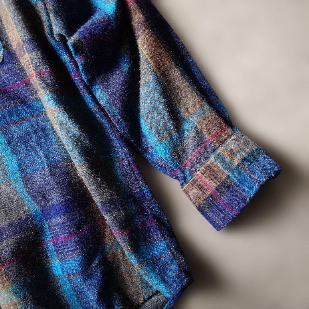 80s ELKMONT wool check board shirts XL