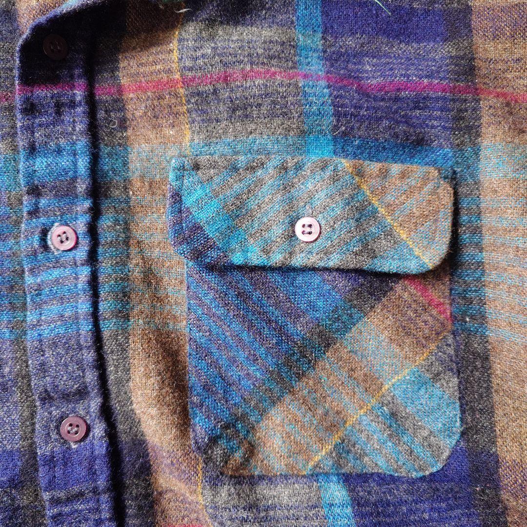 80s ELKMONT wool check board shirts XL