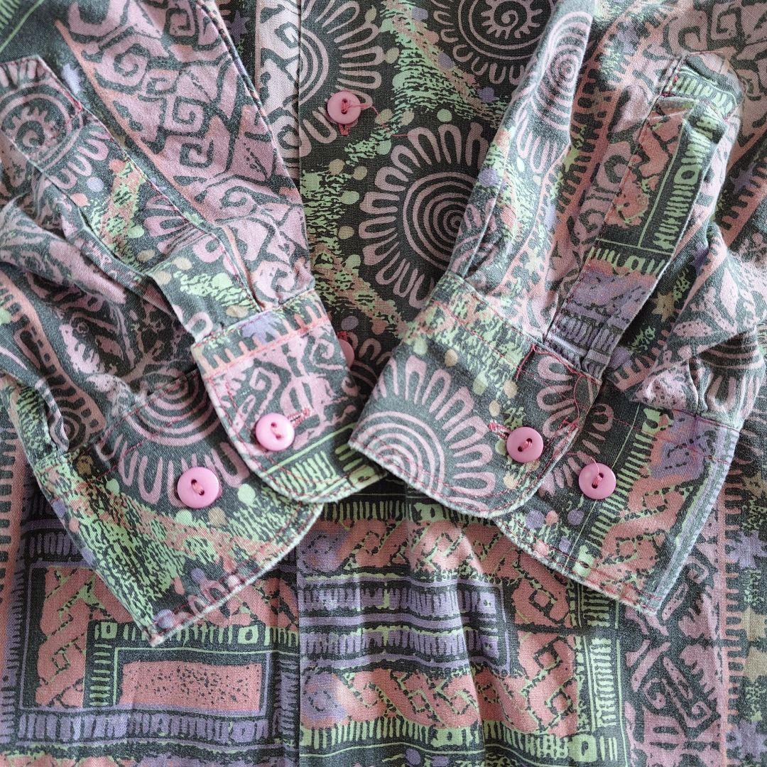 ETON batik print  shirts XLバティックプリント　総柄 長袖シャツ　XL エスニック柄