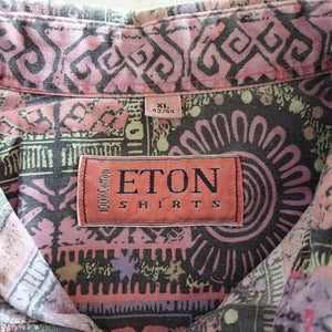 ETON batik print  shirts XLバティックプリント　総柄 長袖シャツ　XL エスニック柄