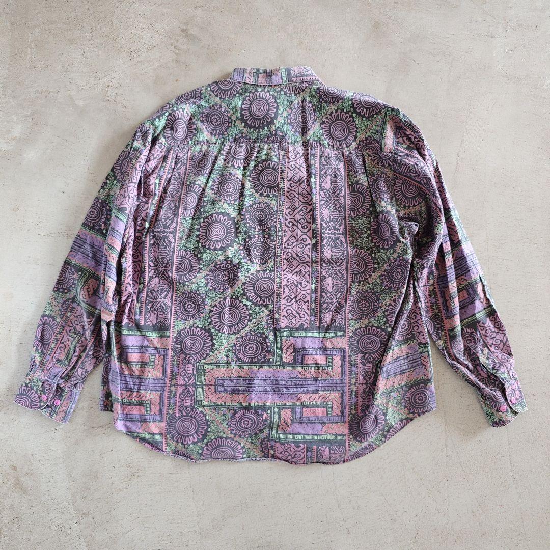 ETON batik print  shirts XLバティックプリント　総柄 長袖シャツ　XL エスニック柄