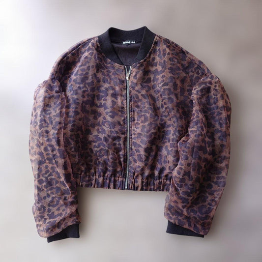 REHAB LAB leopard bomber jacket