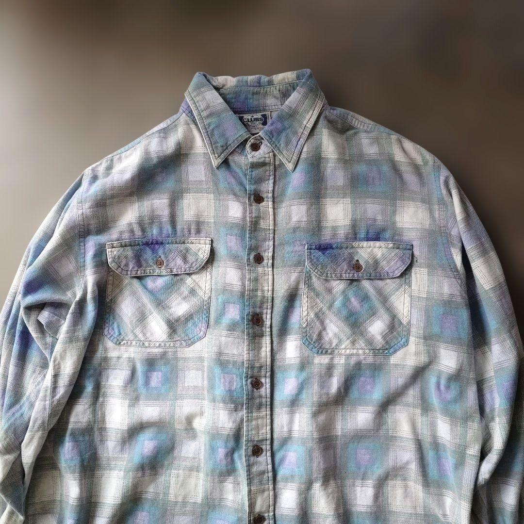 Used print flannel shirts L
