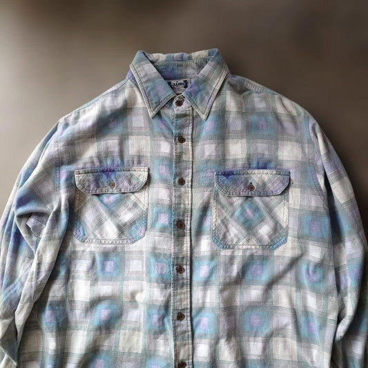 Used print flannel shirts L