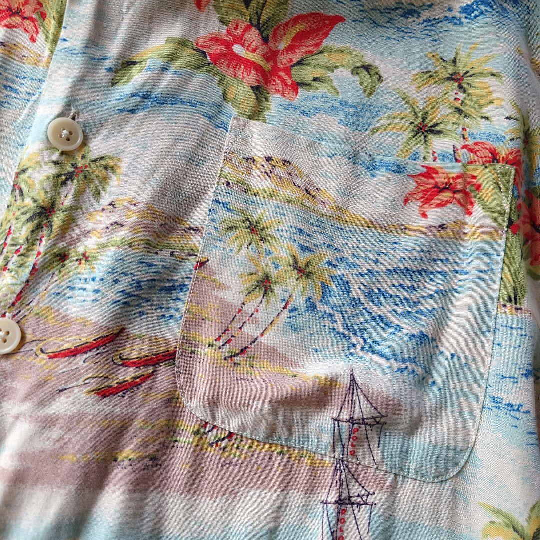 90s POLOSPORT rayon aloha hawaiian shirts L