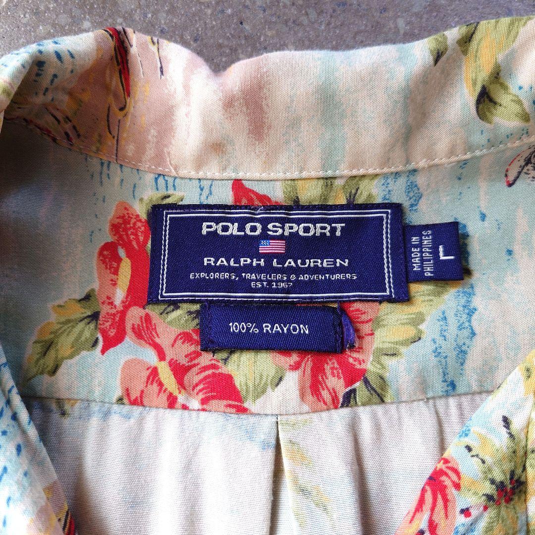 90s POLOSPORT rayon aloha hawaiian shirts L
