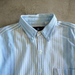 画像をギャラリービューアに読み込む, Used DENIM stripe shirts 古着　デニム マルチストライプシャツ　ワークシャツ　シャツジャケット
