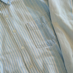Used DENIM stripe shirts 古着　デニム マルチストライプシャツ　ワークシャツ　シャツジャケット