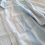 画像をギャラリービューアに読み込む, Used DENIM stripe shirts 古着　デニム マルチストライプシャツ　ワークシャツ　シャツジャケット
