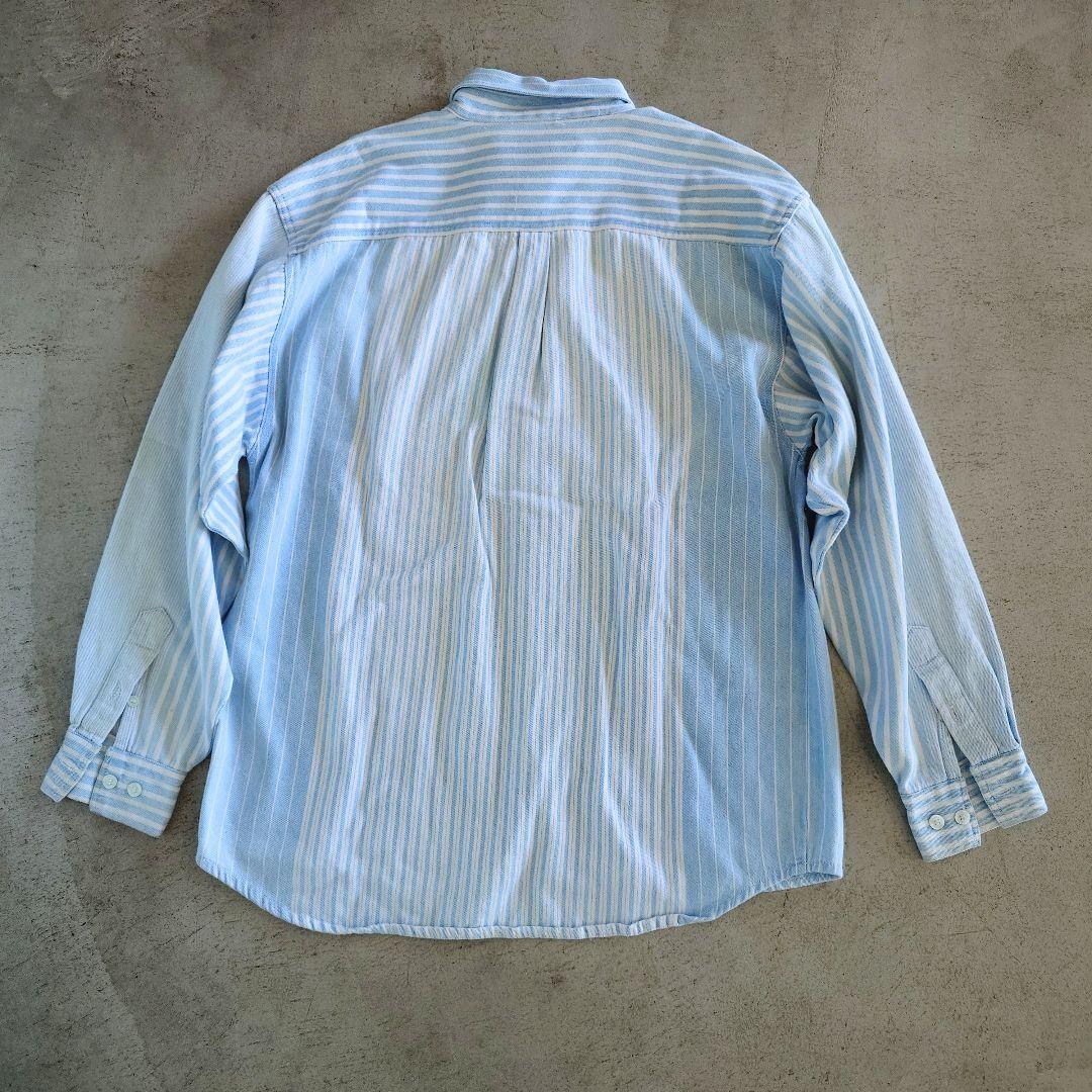 Used DENIM stripe shirts 古着　デニム マルチストライプシャツ　ワークシャツ　シャツジャケット