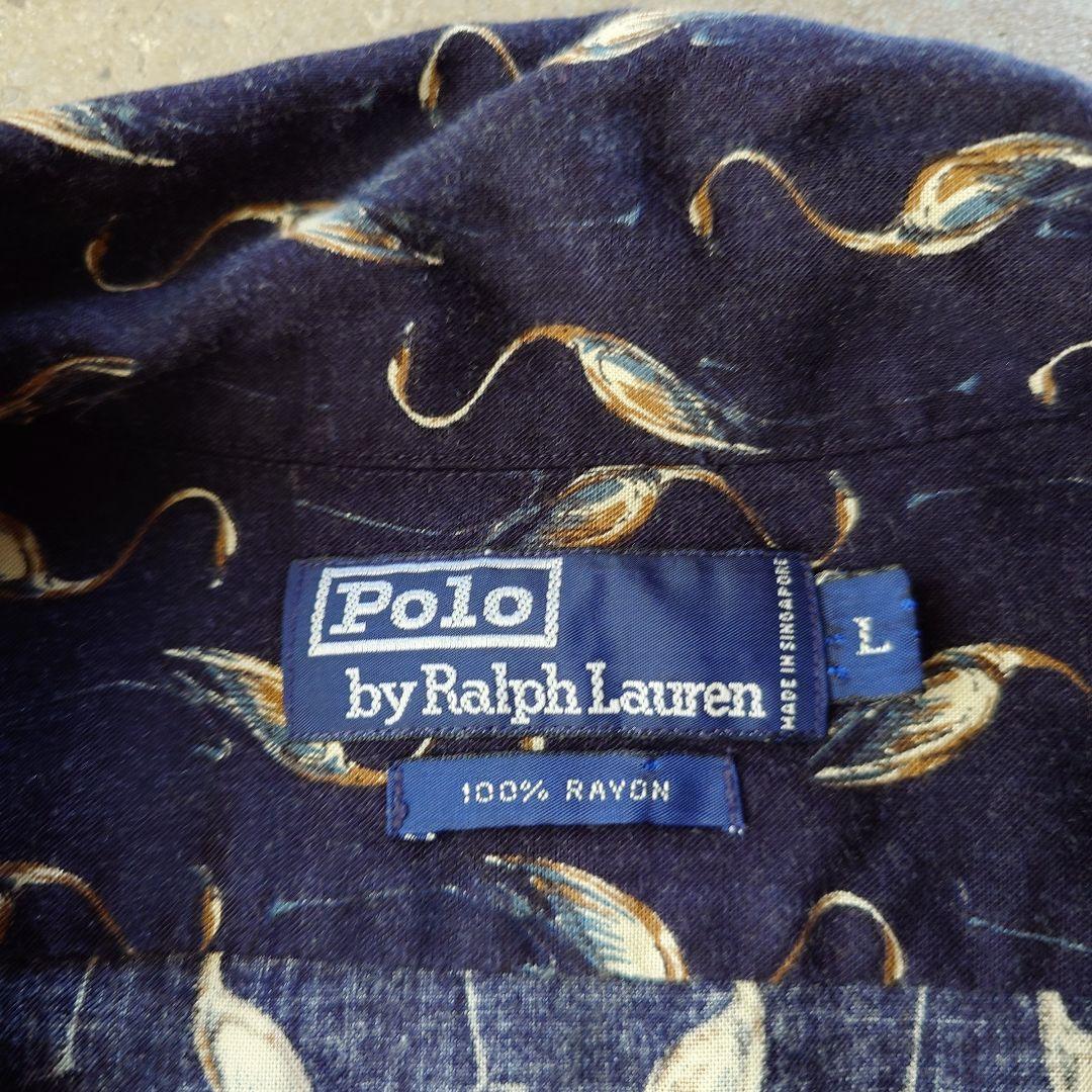 90s poloralphlauren rayon hawaiian shirts flamingo