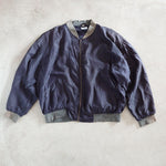 画像をギャラリービューアに読み込む, Used Silk100 blouson リブブルゾン　アウター　MA1　ドロップショルダー
