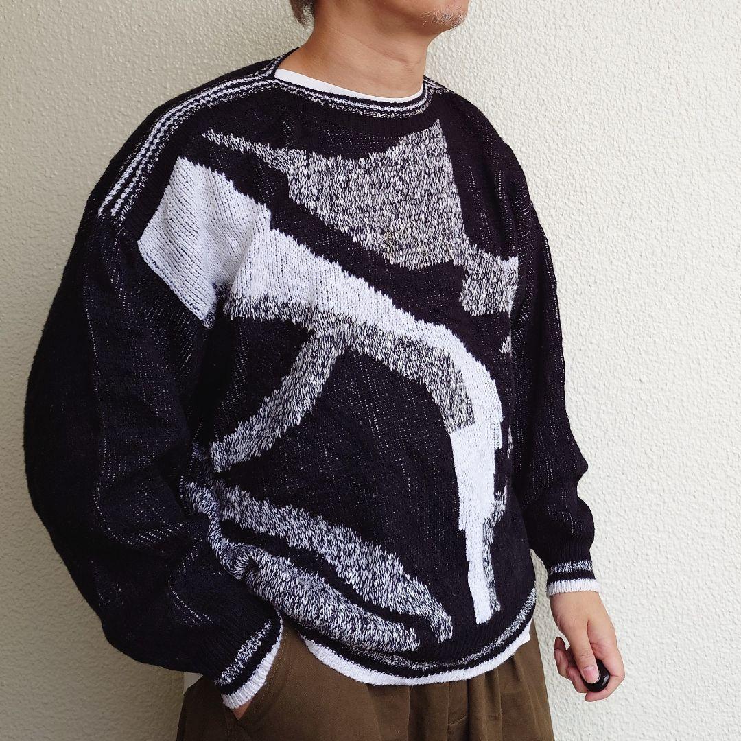 Uded allover knit made in ITALY 古着　ユーズド　柄物ニット　イタリア製　XL