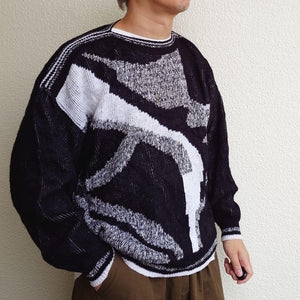 Uded allover knit made in ITALY 古着　ユーズド　柄物ニット　イタリア製　XL