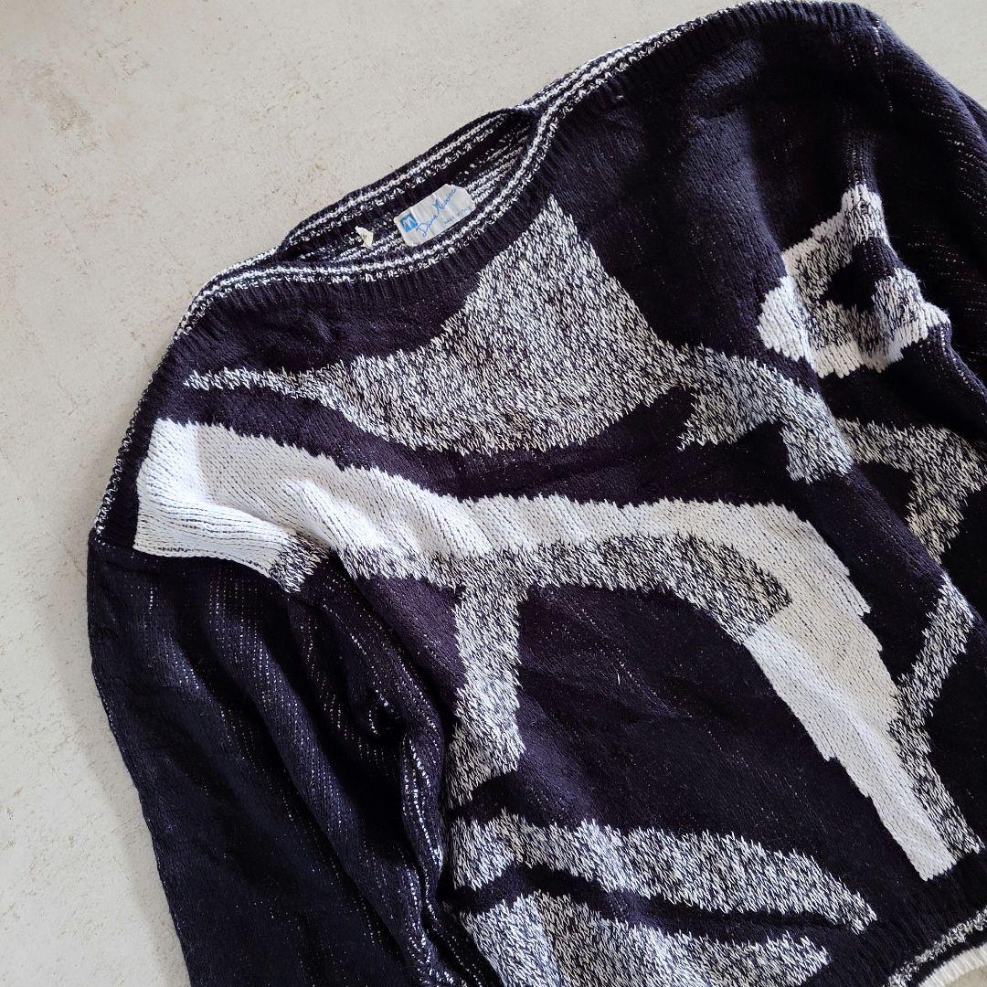 Uded allover knit made in ITALY 古着　ユーズド　柄物ニット　イタリア製　XL