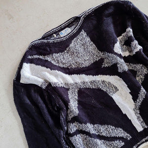 Uded allover knit made in ITALY 古着　ユーズド　柄物ニット　イタリア製　XL