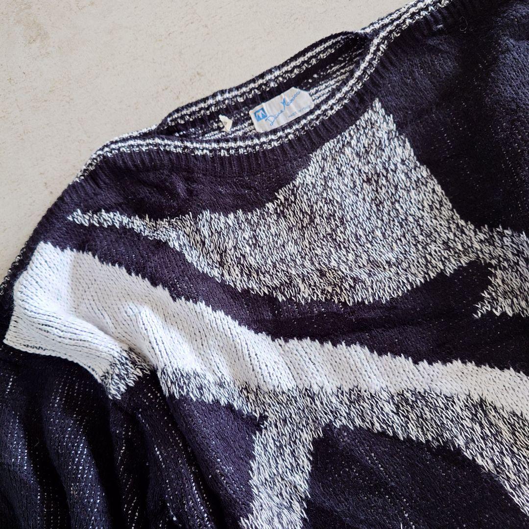 Uded allover knit made in ITALY 古着　ユーズド　柄物ニット　イタリア製　XL
