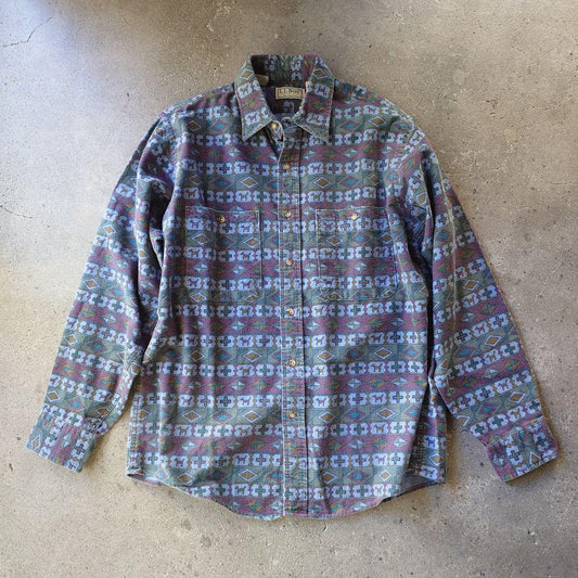L.L BEAN shamore native shirts USA エルエルビーン　シャモア　プリント　シャツ　アメリカ製　M