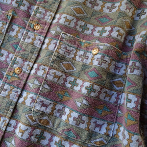 L.L BEAN shamore native shirts USA エルエルビーン　シャモア　プリント　シャツ　アメリカ製　M