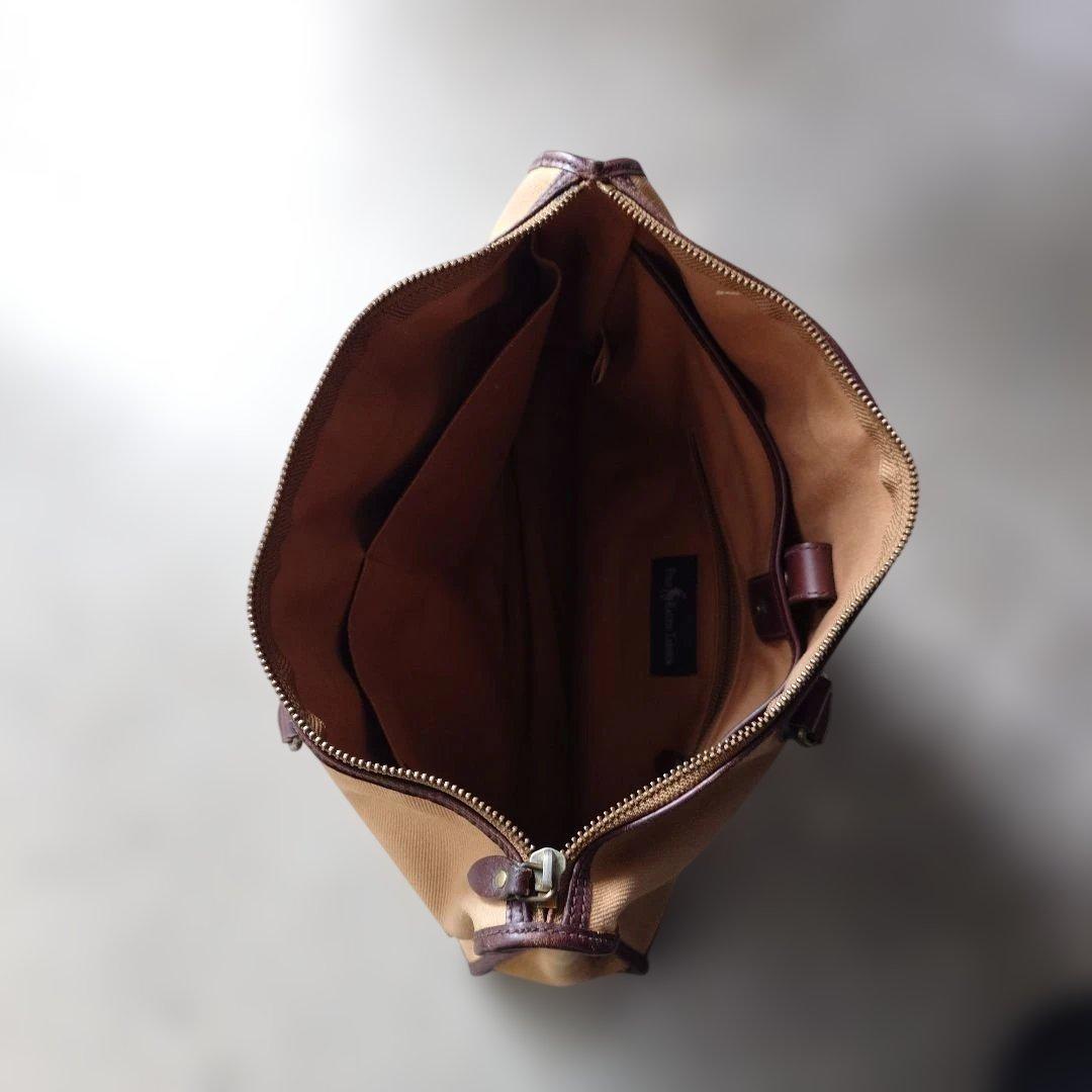 poloralphlauren canvas bag camel