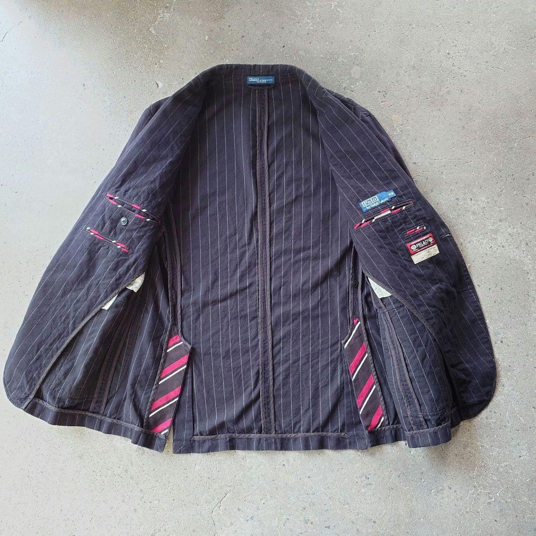 poloralphlauren stripe shirts moleskin L ラルフローレン　ストライプ　ジャケット　コットンモールスキン　L