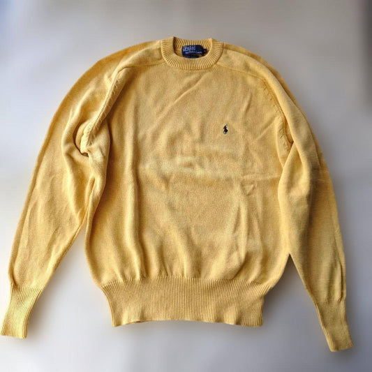 90s poloralphlauren cotton knit yellow M